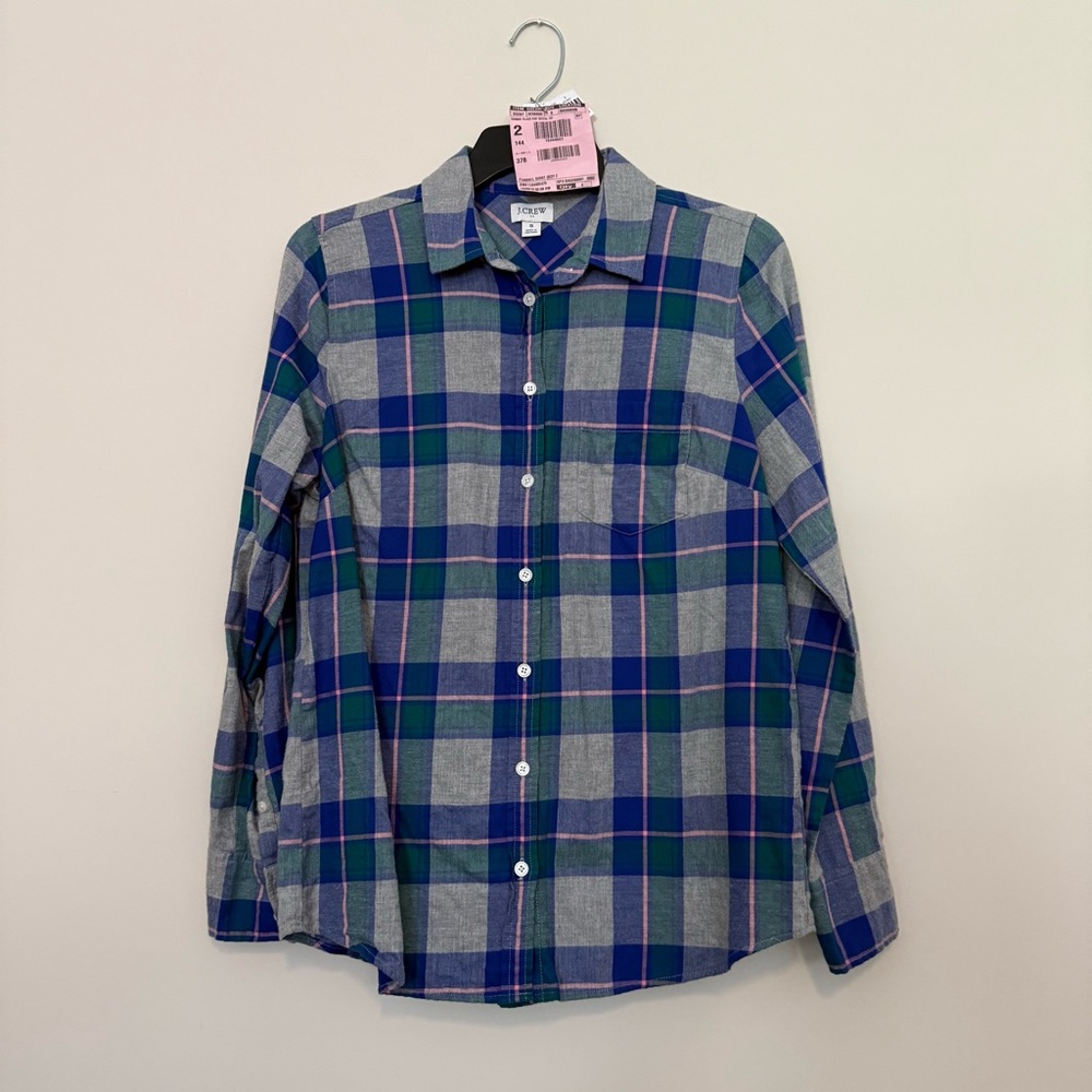J. Crew Blue and Green Plaid Button Down Shirt